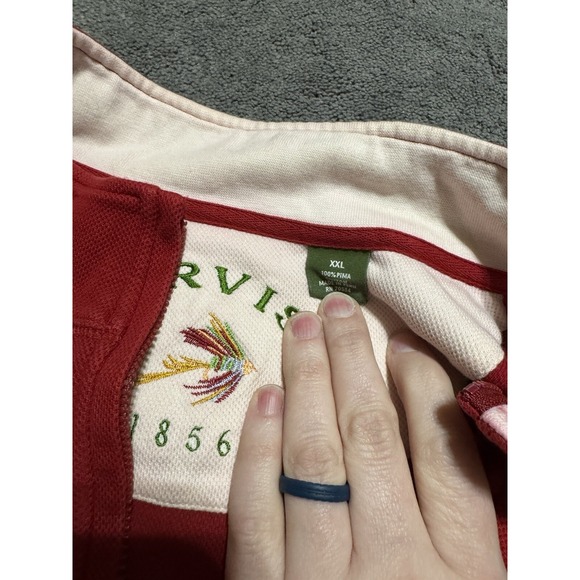 Orvis Men's ‎ Sweater Medium Adult Red Pullover Quarter Zip Stretch Casual XXL - Picture 3 of 7